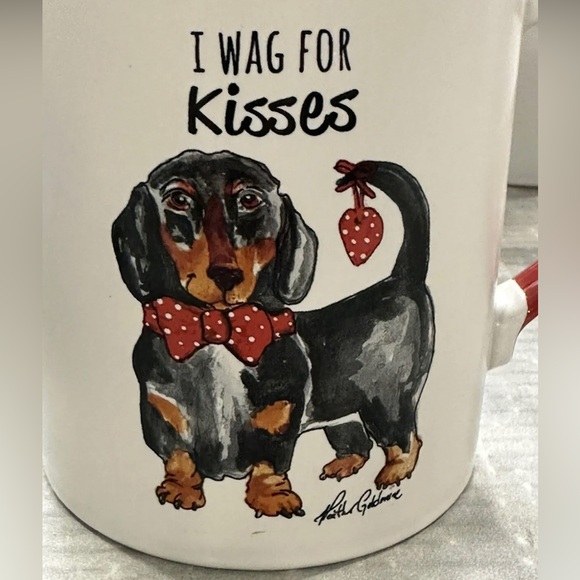 NEW-Spectrum Design 18oz Ceramic I Wag for Kisses Mug By Heather Goldminc - Picture 3 of 5